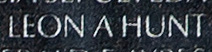 Engraved name on The Wall of Staff Sergeant Leon A. Hunt, U.S. Air Force